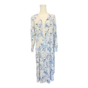 ✨ EUC Lularoe Blue White Gray Floral Maxi Open Front Cardigan | Size M